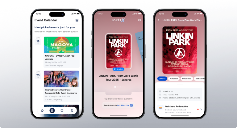 LOKET X redesign: Event Calendar, home, and event detail screens