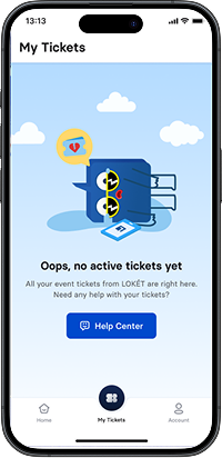 Previous landing page: the My Tickets empty state