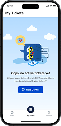 Previous landing page: the My Tickets empty state